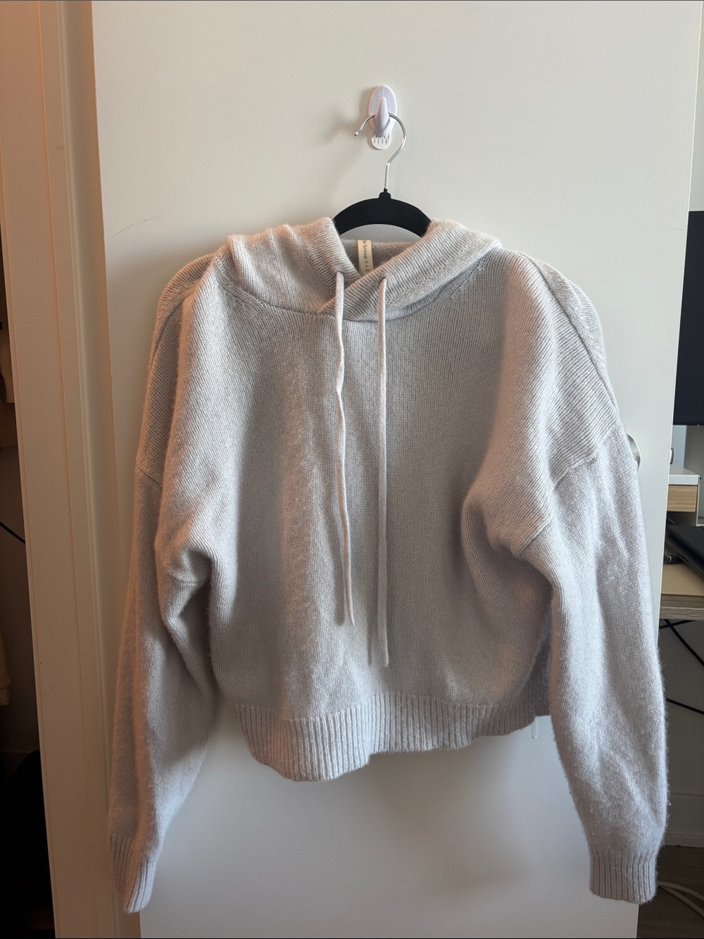 Babaton Soft Cream Hooded Knit Pullover